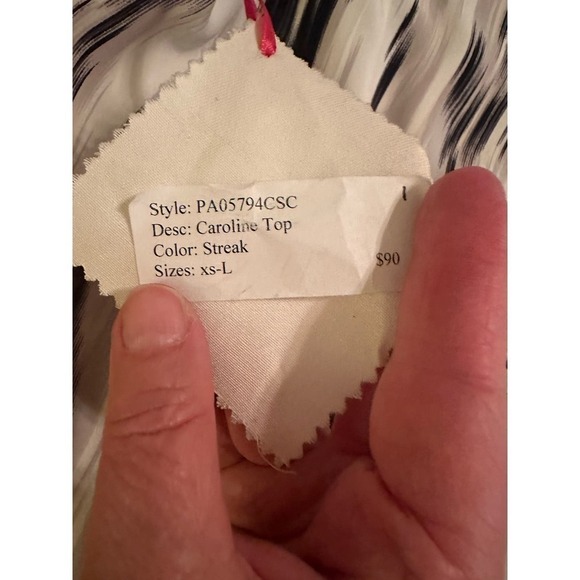 Parker Women's Sleeveless Caroline Ikat Split Back Top Size S Black Cream NWT - Picture 7 of 7